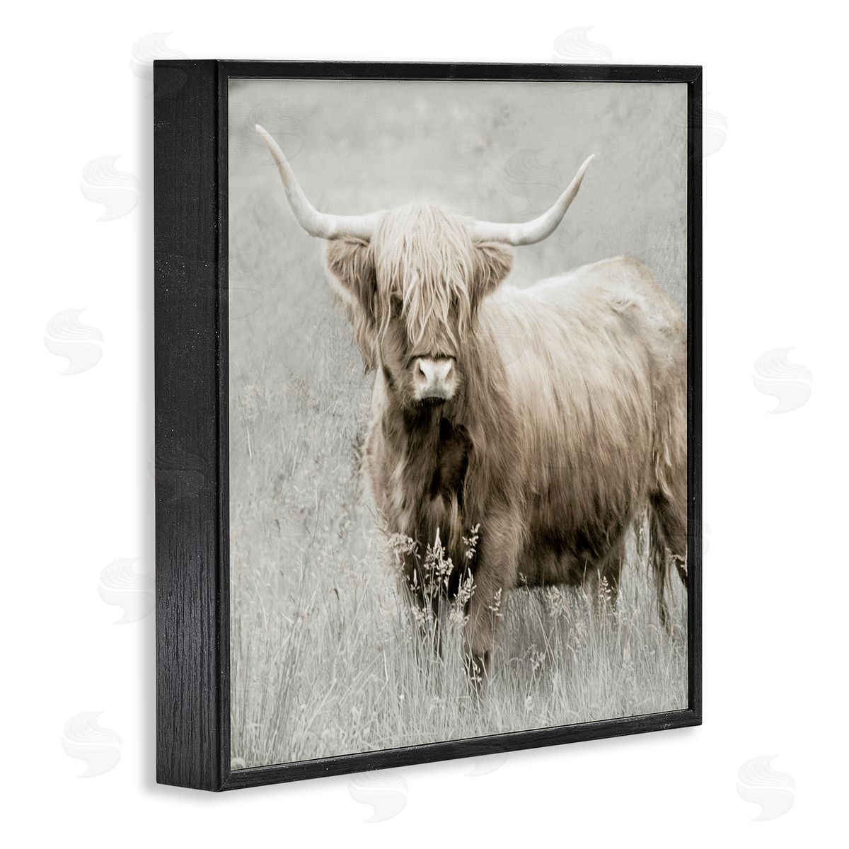 Subtle Longhorn Cattle Black Frame Print Wall Art, Home Decor by Danita Delimont