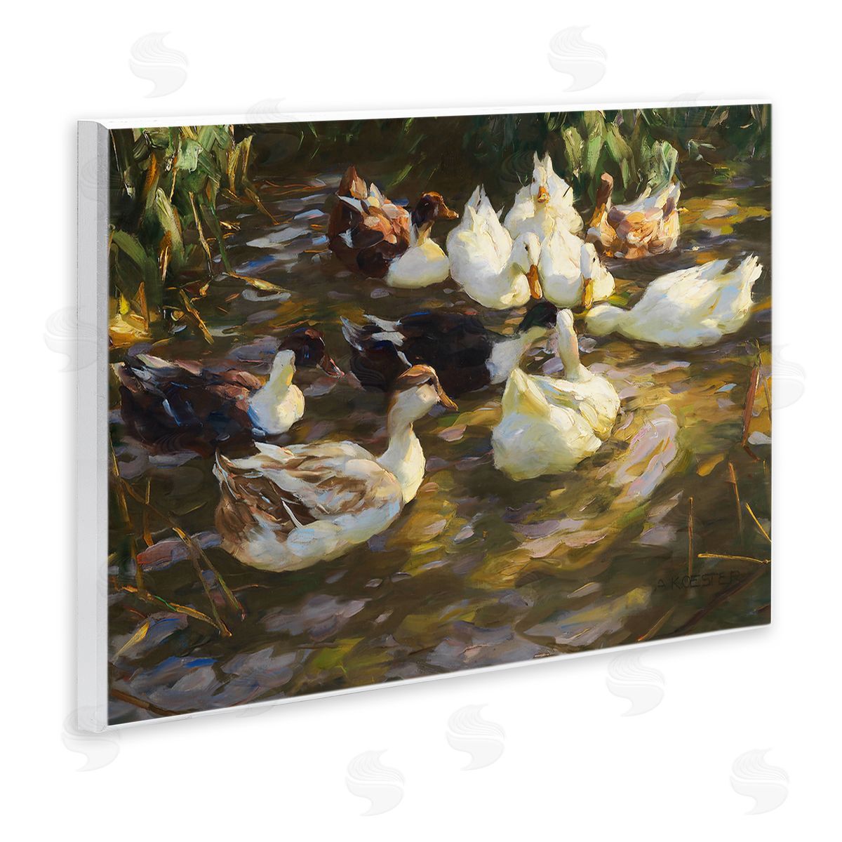 Ducks in Flowing River Wood Plaque Wall Art, Home Decor by CAD Designs