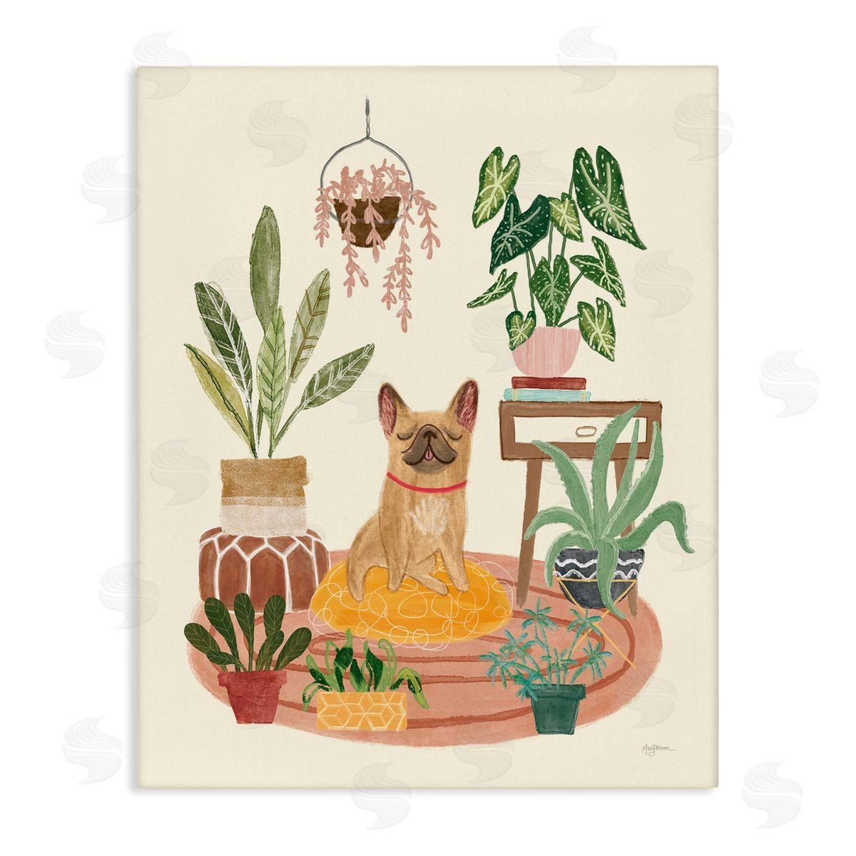 Urban Dog with Plants Canvas Wall Art, Home Decor by Mary Urban