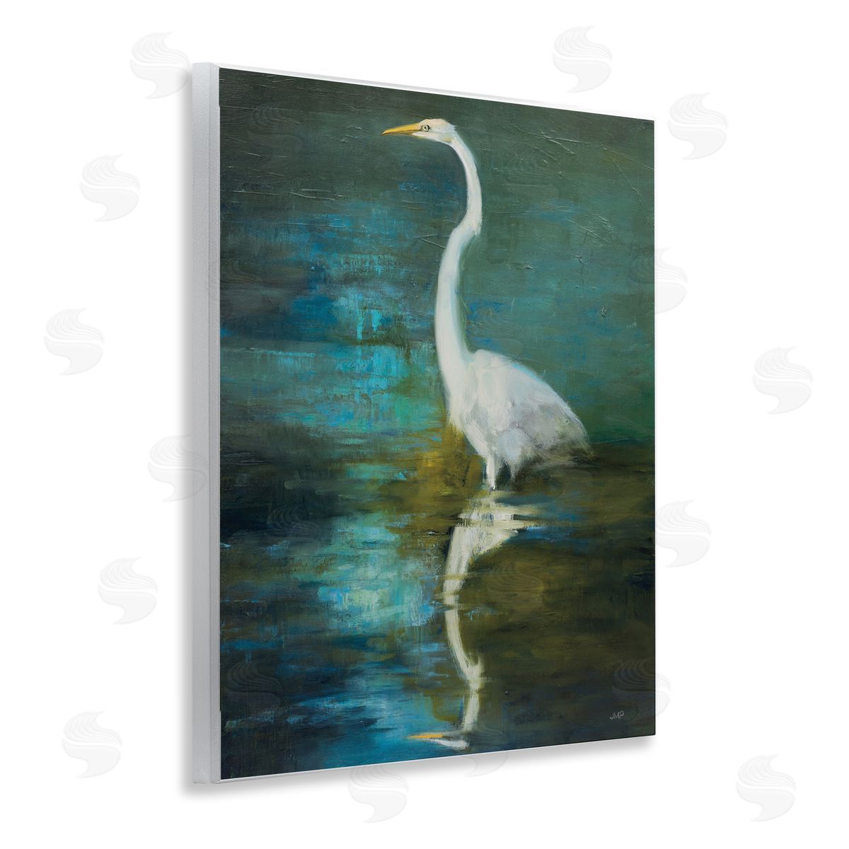 Nautical Bird Lake Reflection Wood Plaque Wall Art, Home Decor by Julia Purinton