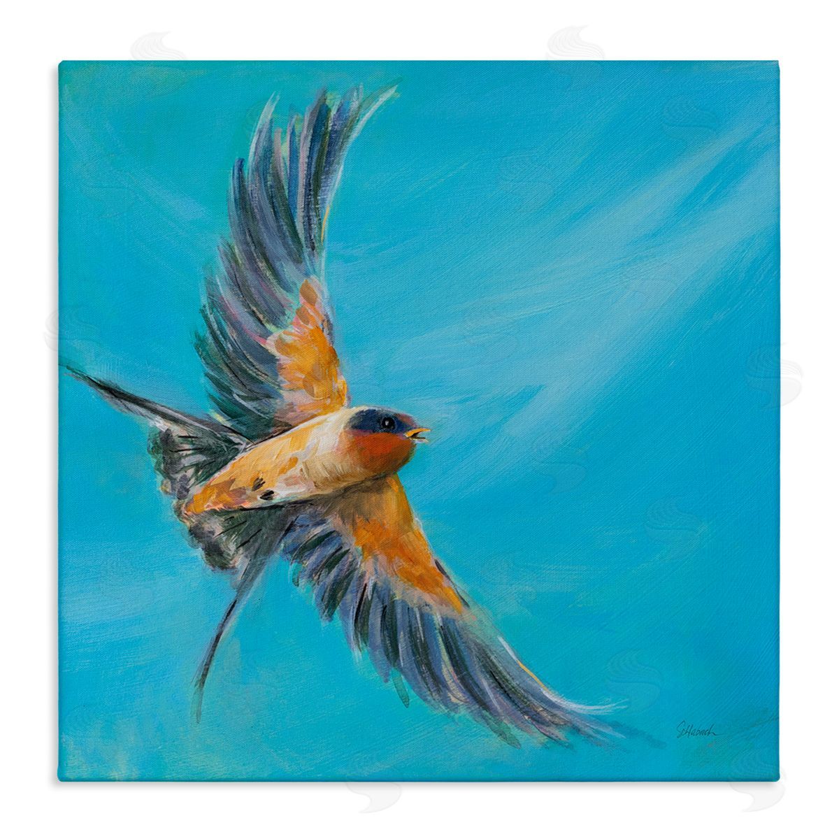 Soaring Bird on Blue Canvas Wall Art, Home Decor by Sue Schlabach