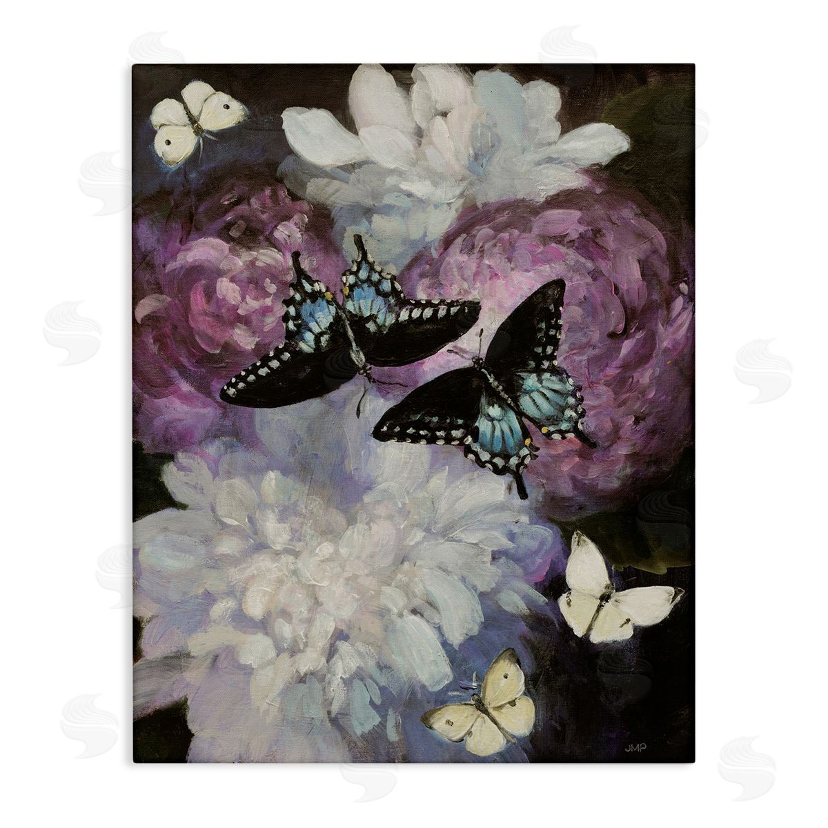 Midnight Garden Butterflies Canvas Wall Art, Home Decor by Julia Purinton
