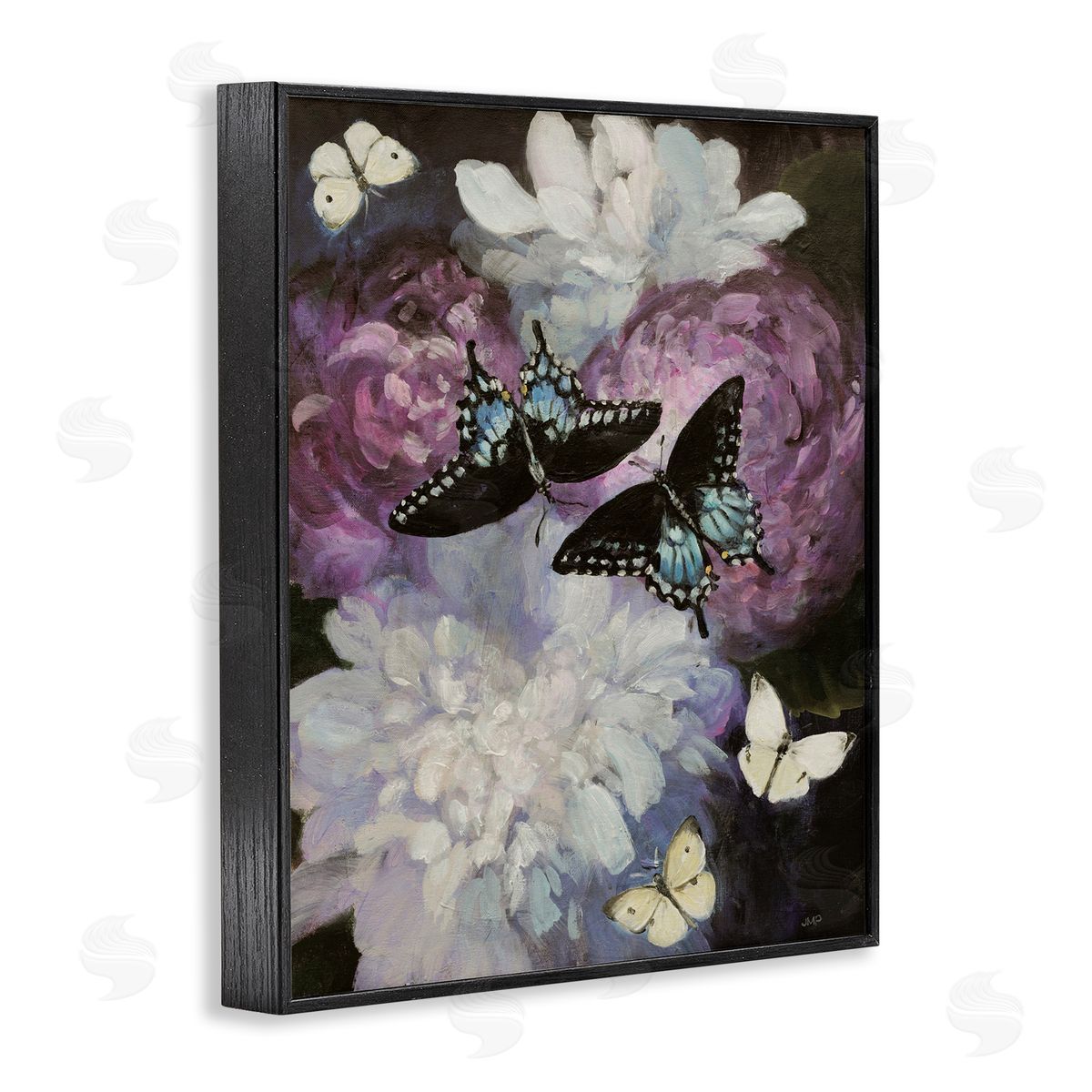 Midnight Garden Butterflies Black Frame Print Wall Art, Home Decor by Julia Purinton