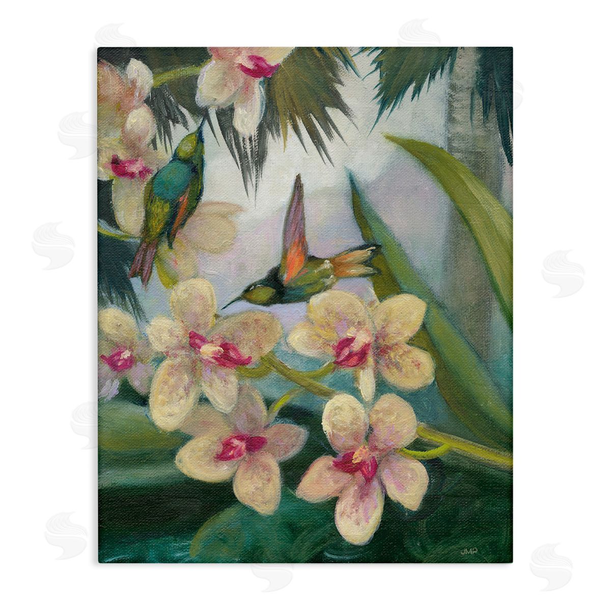 Hummingbirds Among Blossoms Canvas Wall Art, Home Decor by Julia Purinton