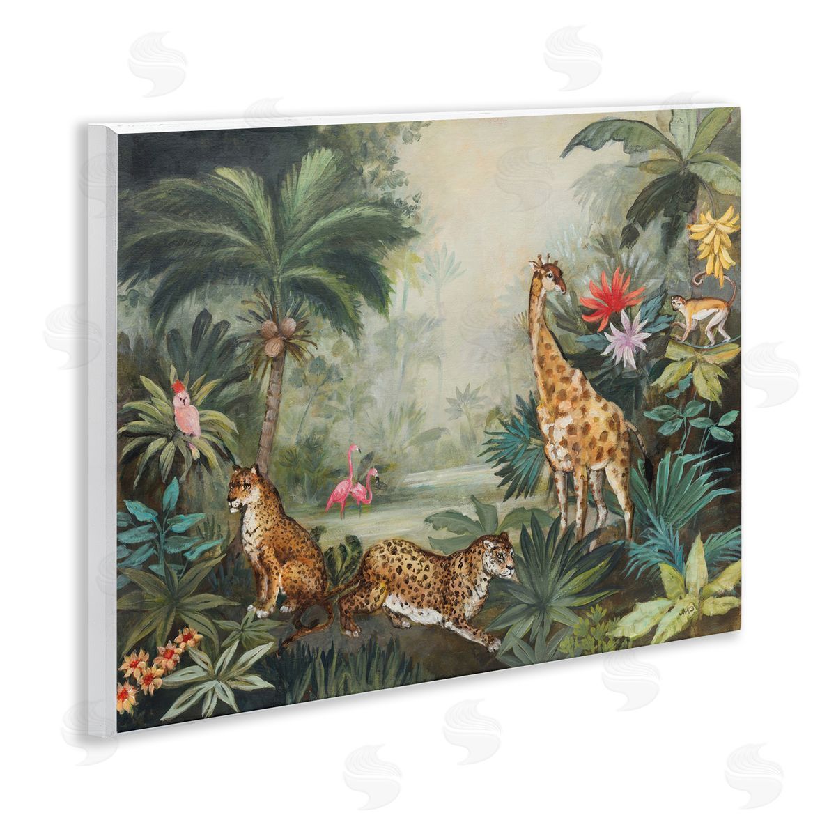 Tropical Animals in Jungle Wood Plaque Wall Art, Home Decor by Julia Purinton