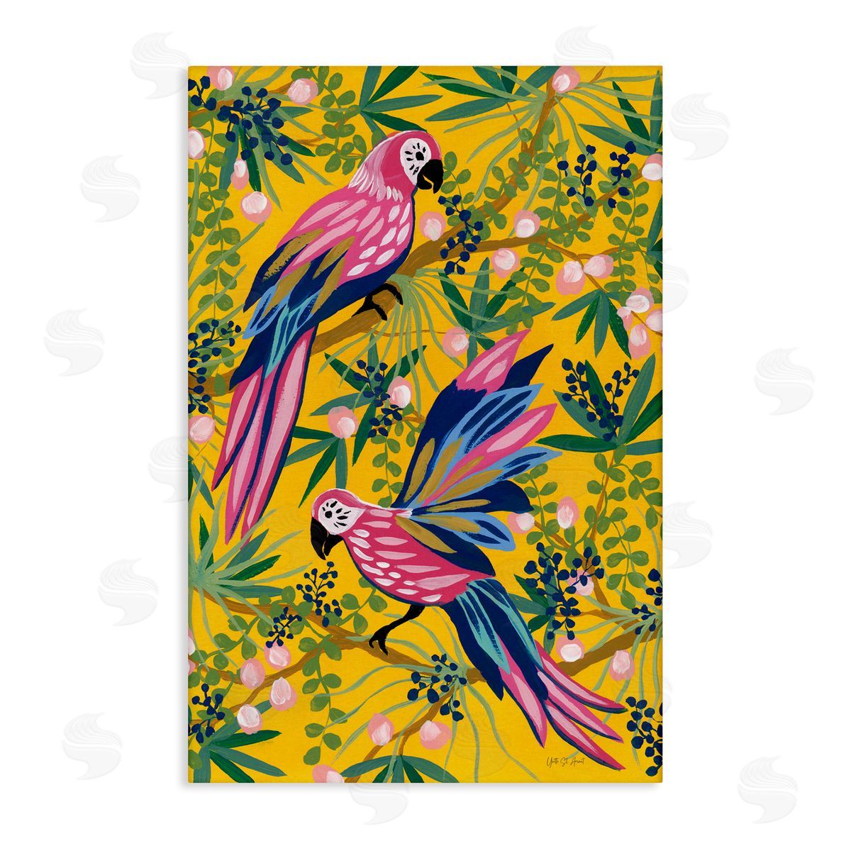 Maximalist Parrots Pattern Canvas Wall Art, Home Decor by Yvette St. Amant