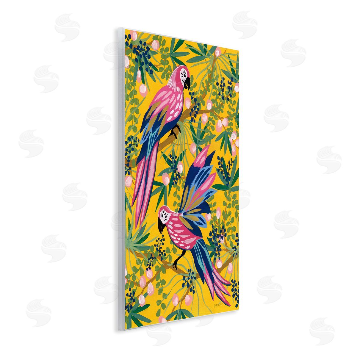 Maximalist Parrots Pattern Wood Plaque Wall Art, Home Decor by Yvette St. Amant