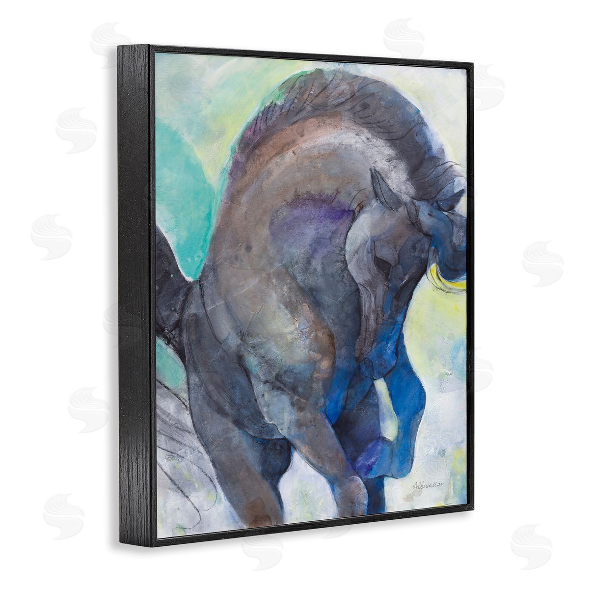 Royal Splendor Stallion Black Frame Print Wall Art, Home Decor by Albena Hristova