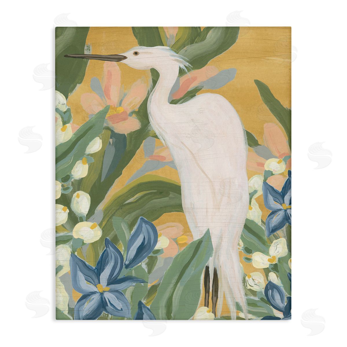Tropical Egret Painting Canvas Wall Art, Home Decor by June Erica Vess