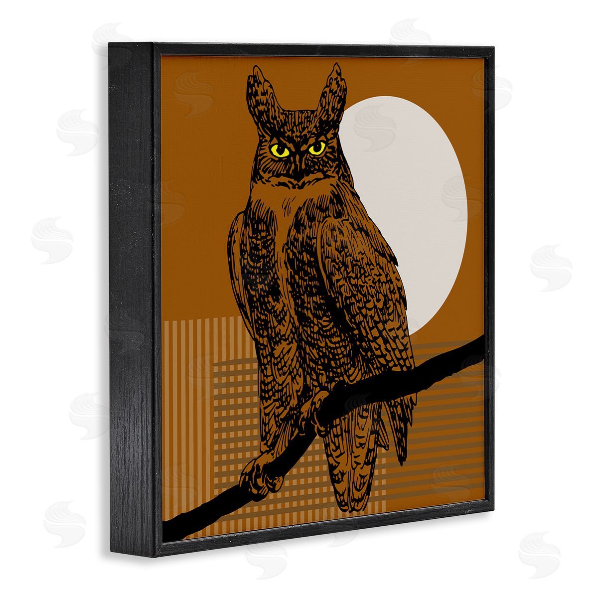 Horned Owl and Full Moon Black Frame Print Wall Art, Home Decor by Regina Moore