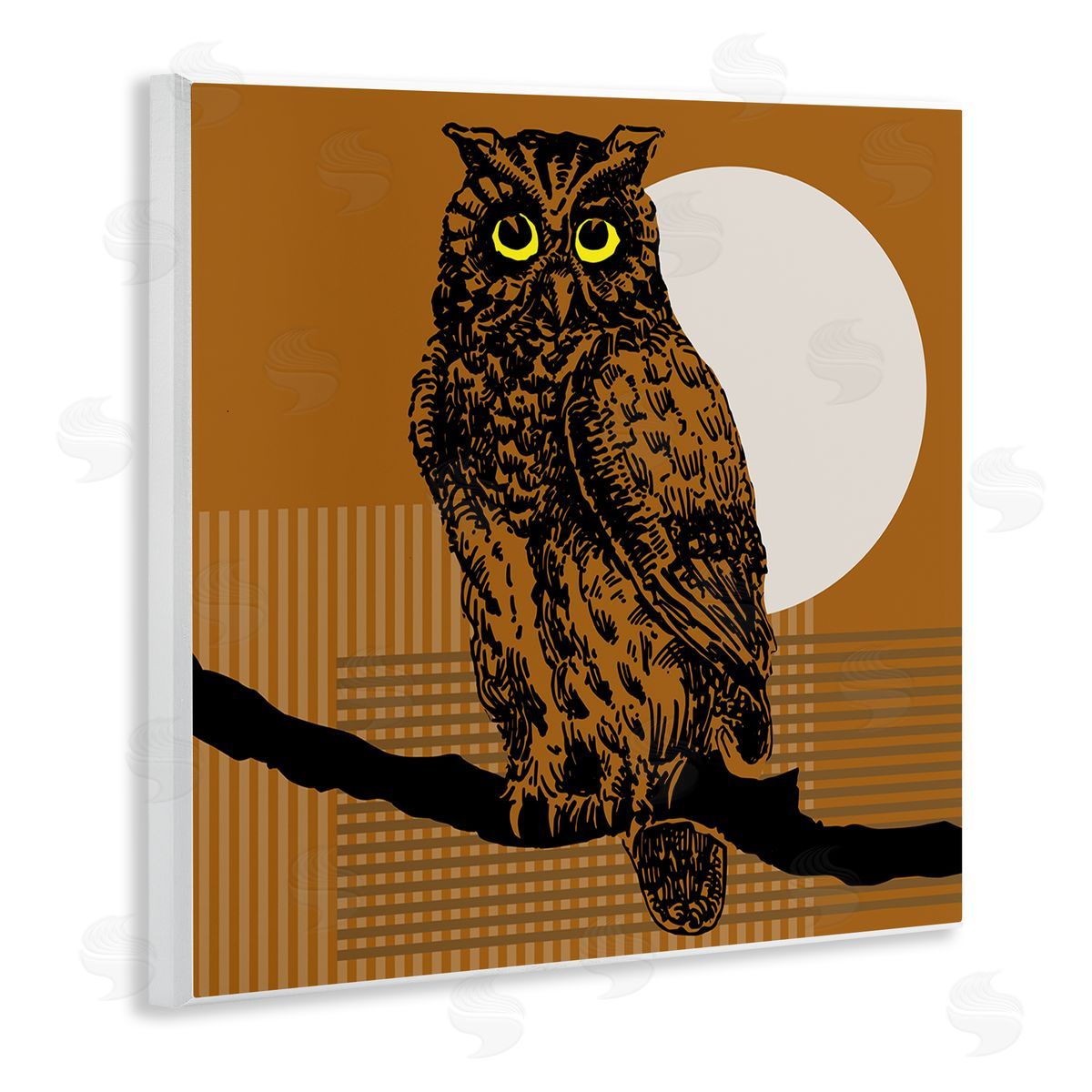 Owl Perched with Moon Wood Plaque Wall Art, Home Decor by Regina Moore