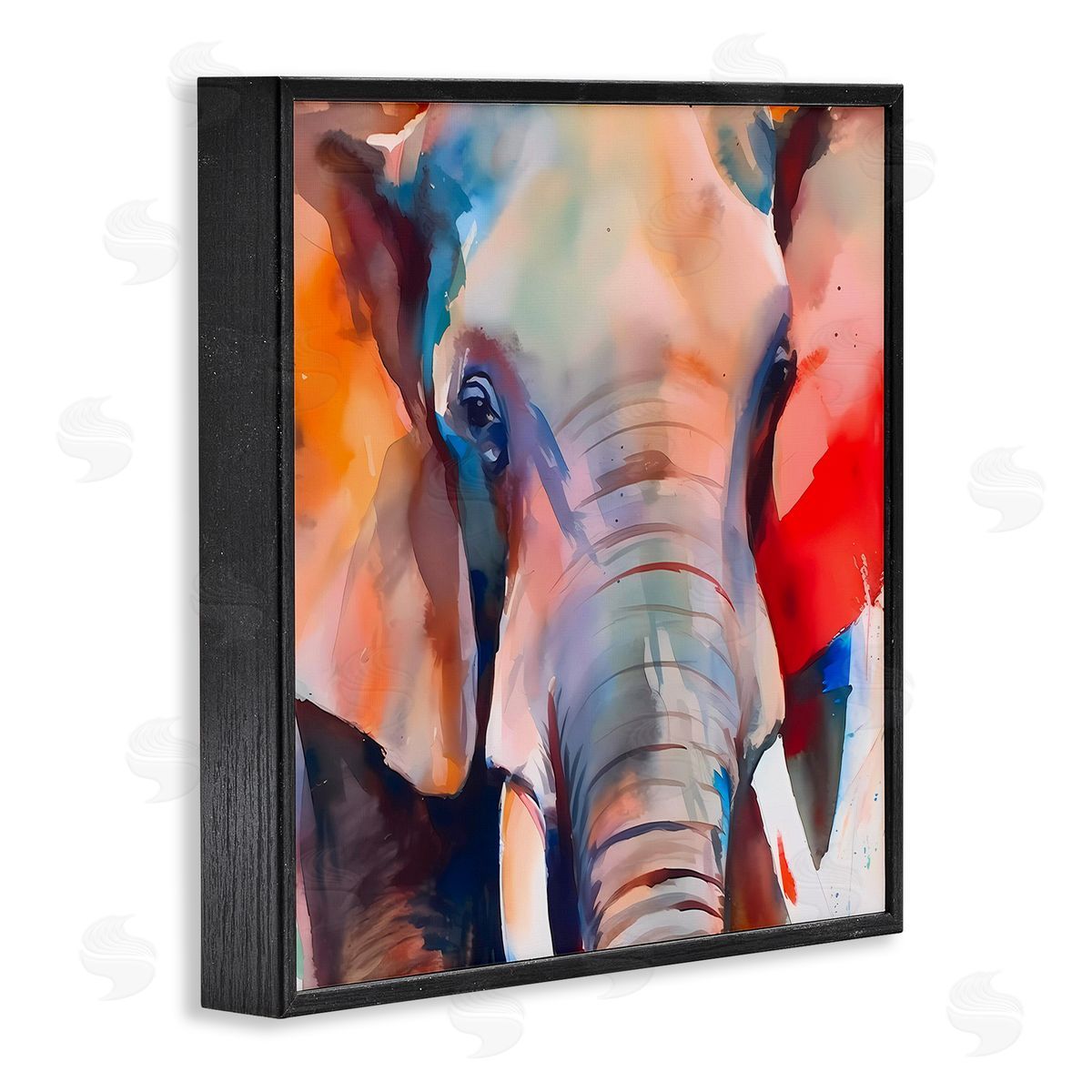 Close Up Elephant Face Black Frame Print Wall Art, Home Decor by Walker Noble
