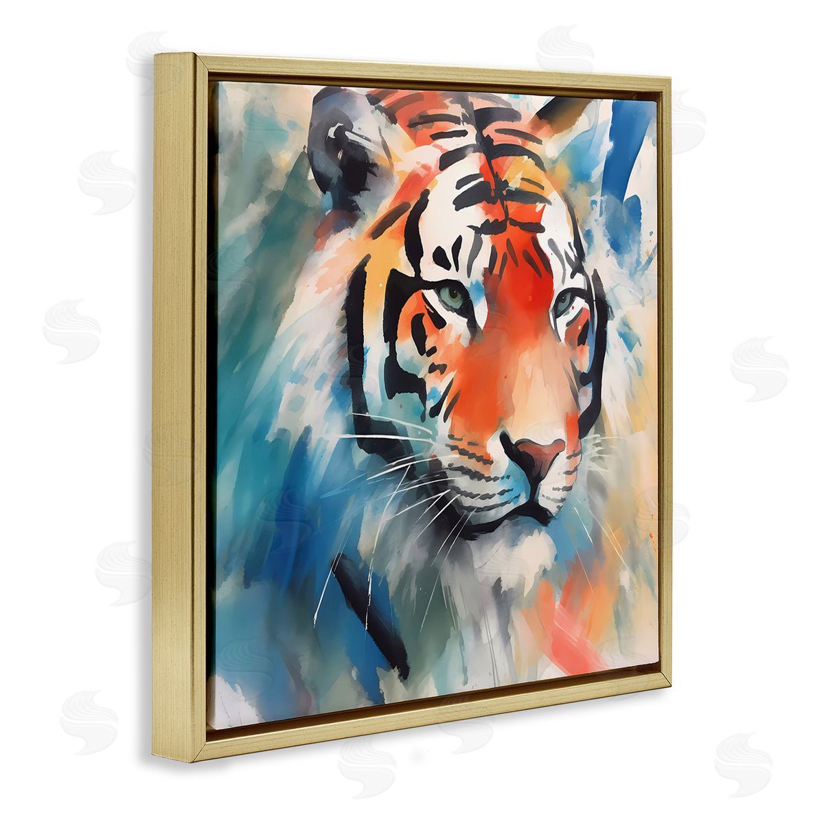 Bold Modern tiger Gold Floating Frame Canvas Wall Art, Home Decor by Walker Noble