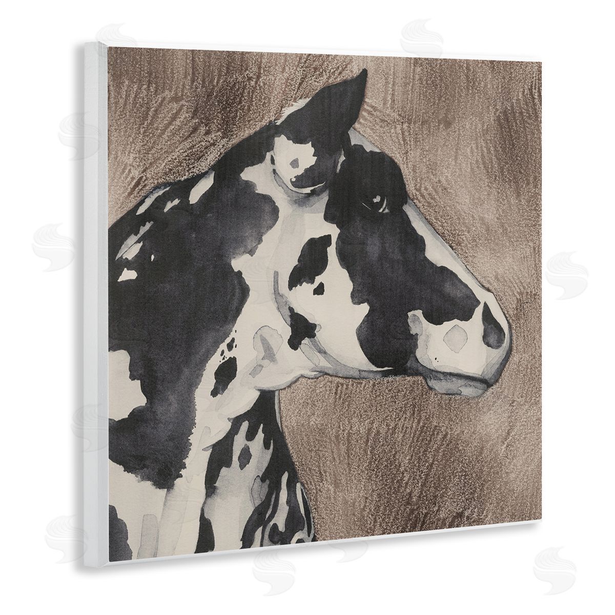Rustic Cow Looking Right Wood Plaque Wall Art, Home Decor by Grace Popp