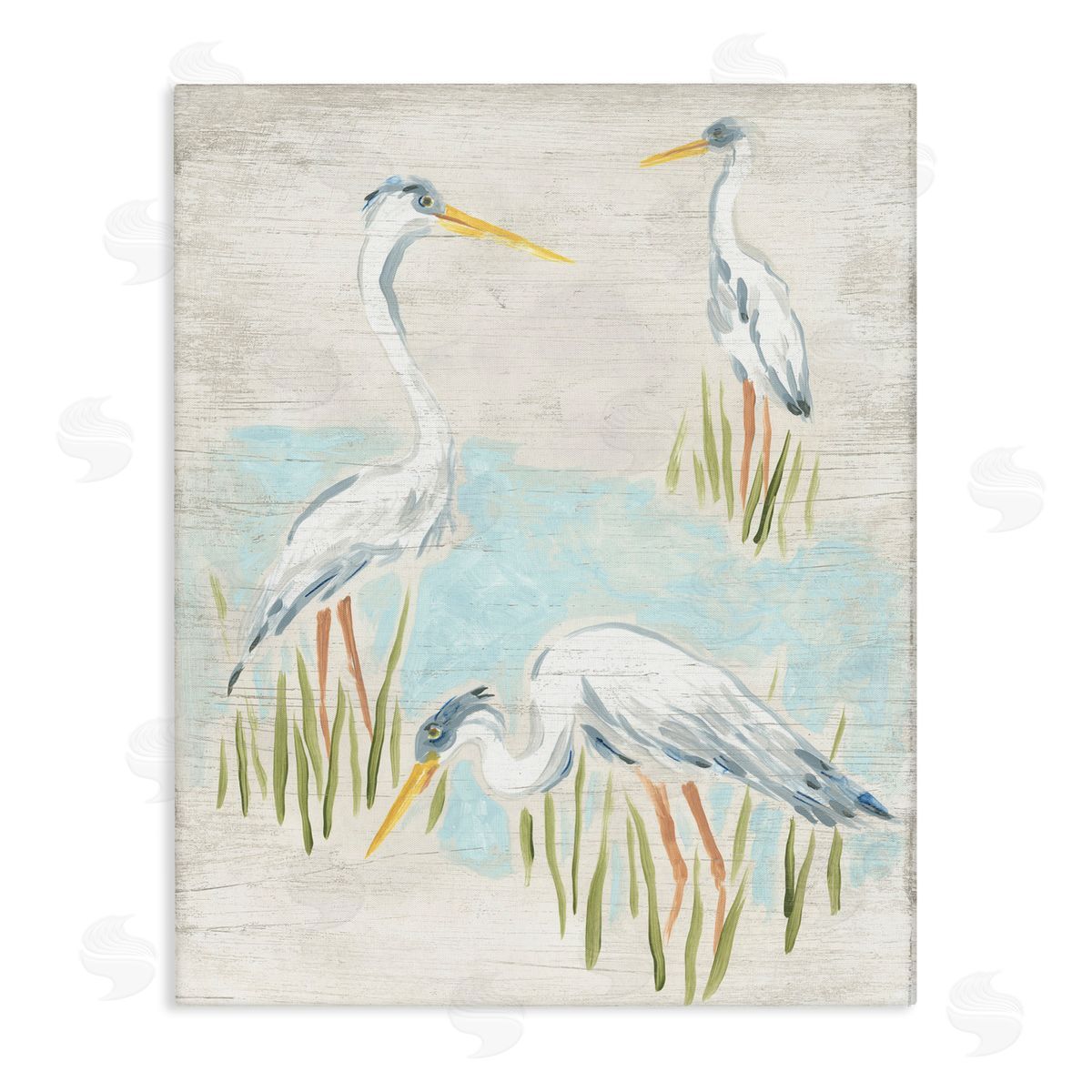 Nautical Heron Trio Canvas Wall Art, Home Decor by June Erica Vess