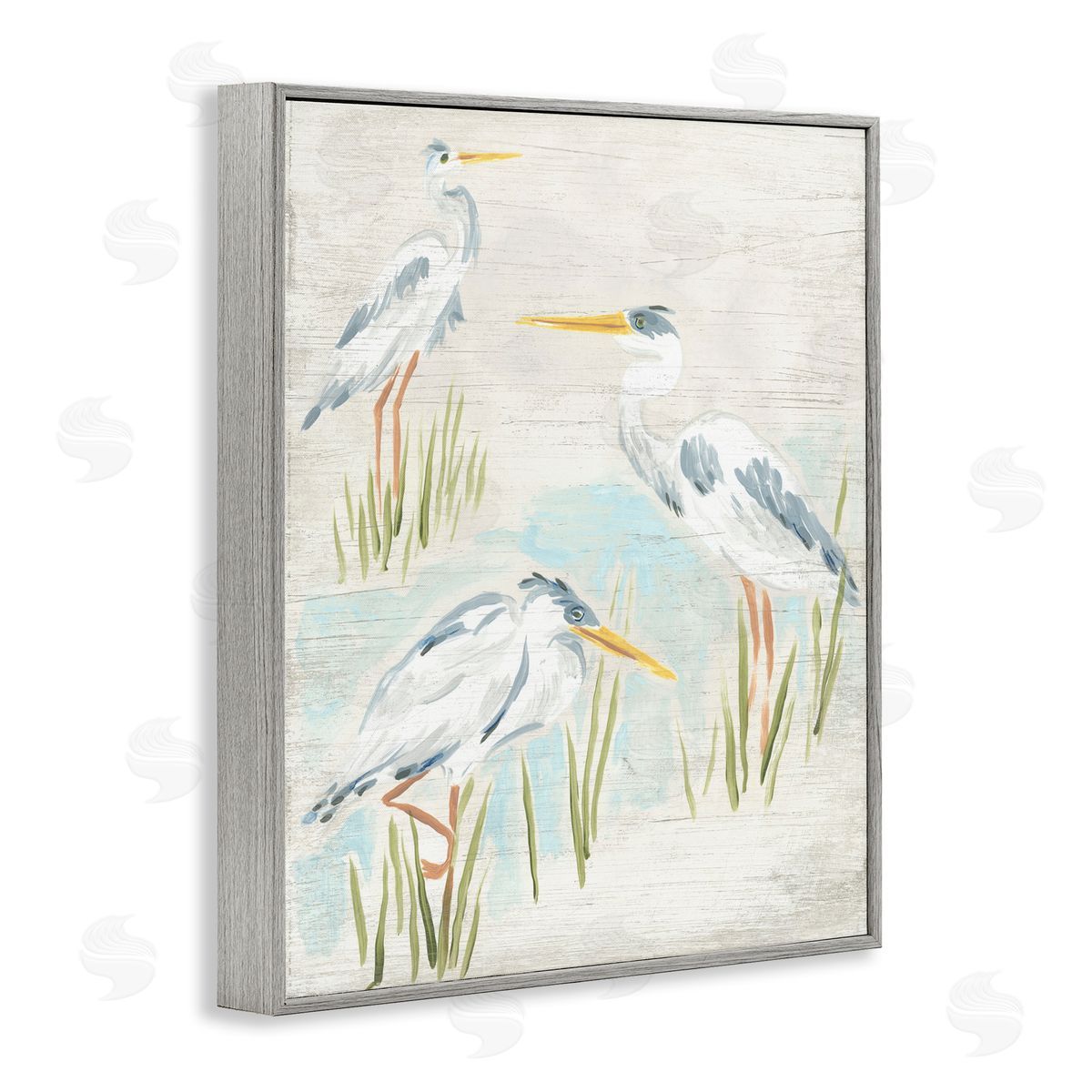 Rustic Lake Birds Grey Frame Print Wall Art, Home Decor by June Erica Vess