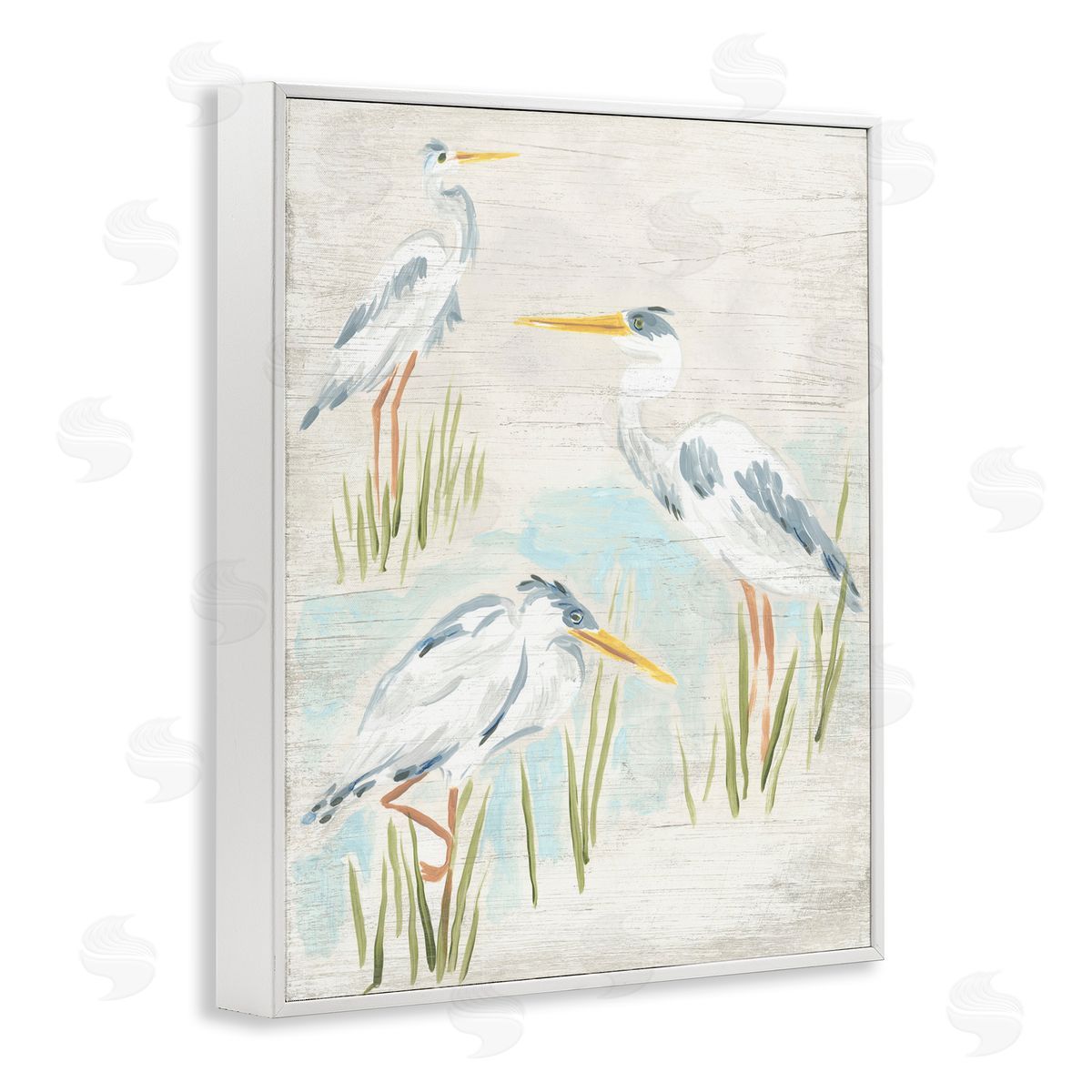 Rustic Lake Birds White Frame Print Wall Art, Home Decor by June Erica Vess