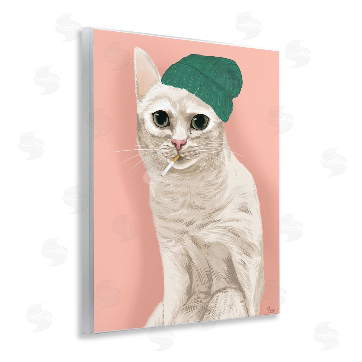 Tara Royle Hipster Cat with Beanie Wooden Wall Plaque Art Print