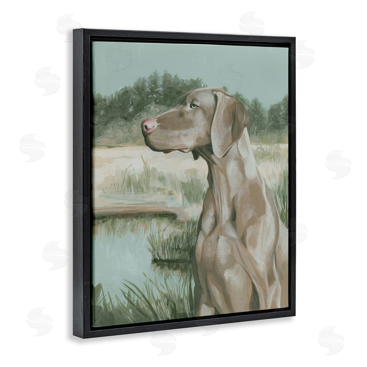 Stoic Labrador Landscape Black Floating Frame Canvas Wall Art, Home Decor by Grace Popp
