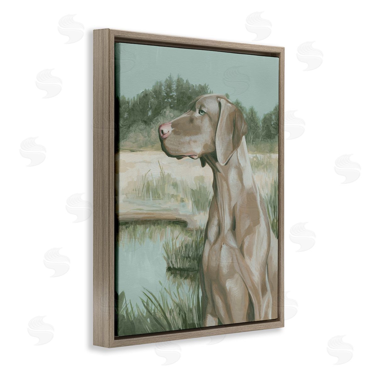 Stoic Labrador Landscape Brown Floating Frame Canvas Wall Art, Home Decor by Grace Popp