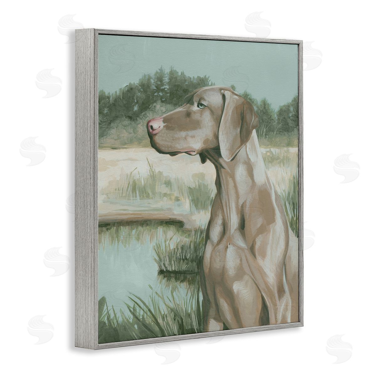Stoic Labrador Landscape Grey Frame Print Wall Art, Home Decor by Grace Popp