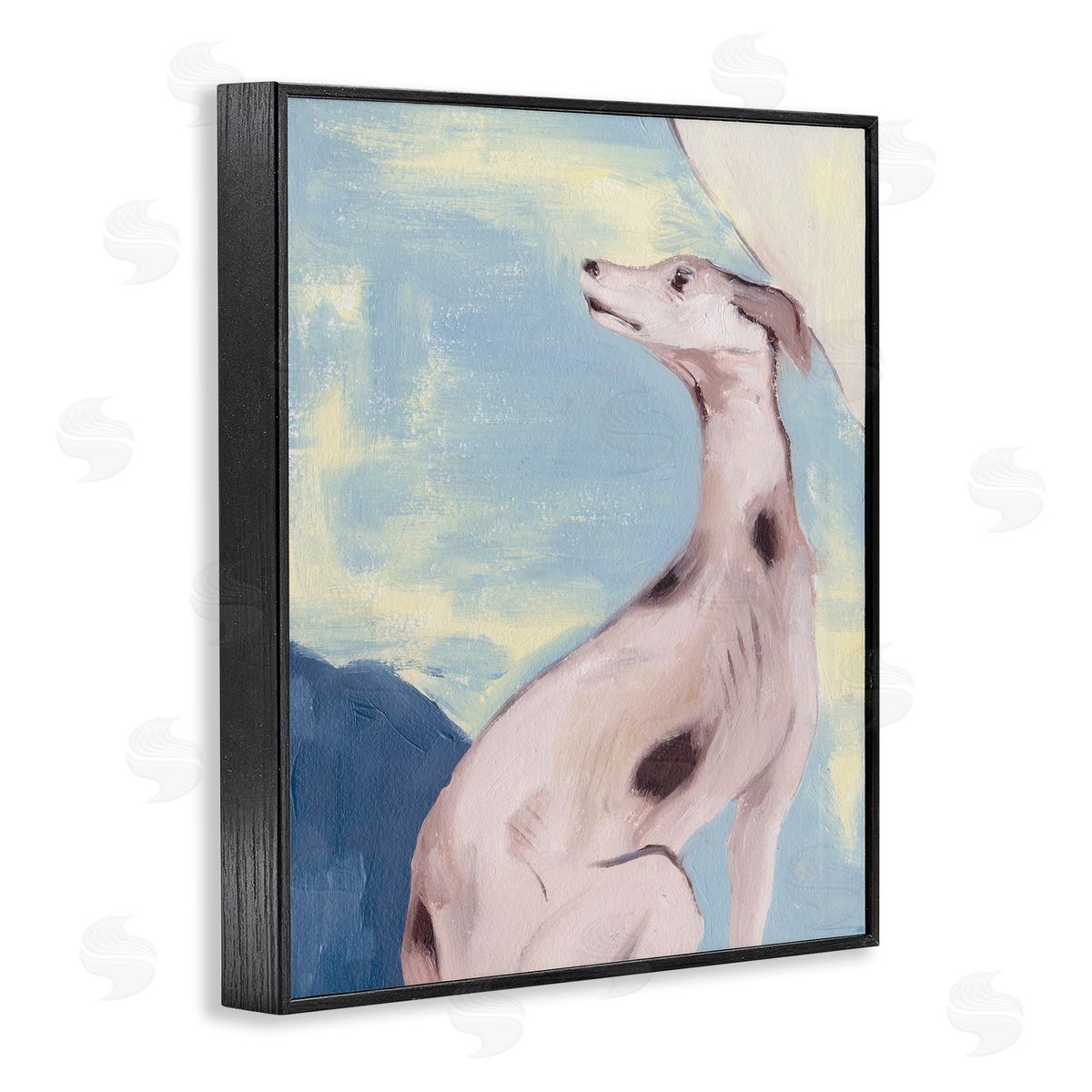 Greyhound on Blue Black Frame Print Wall Art, Home Decor by Melissa Wang