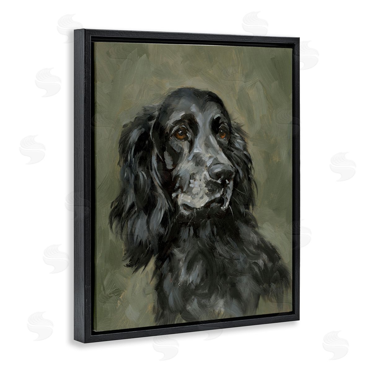 Black Cocker Spaniel Black Floating Frame Canvas Wall Art, Home Decor by Victoria Barnes