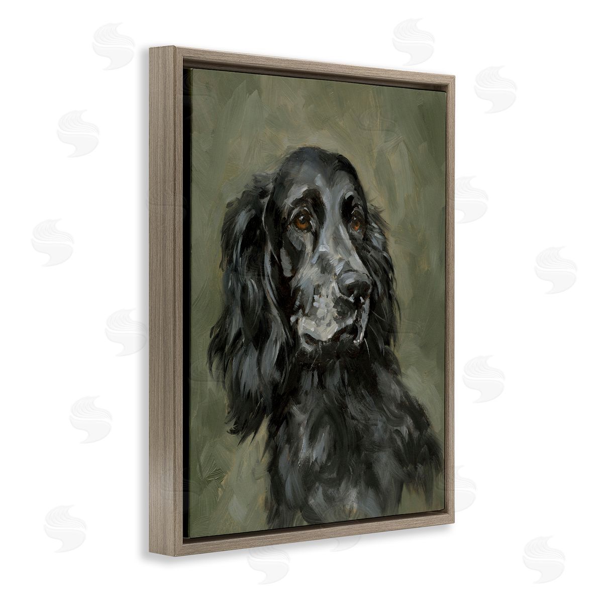 Black Cocker Spaniel Brown Floating Frame Canvas Wall Art, Home Decor by Victoria Barnes