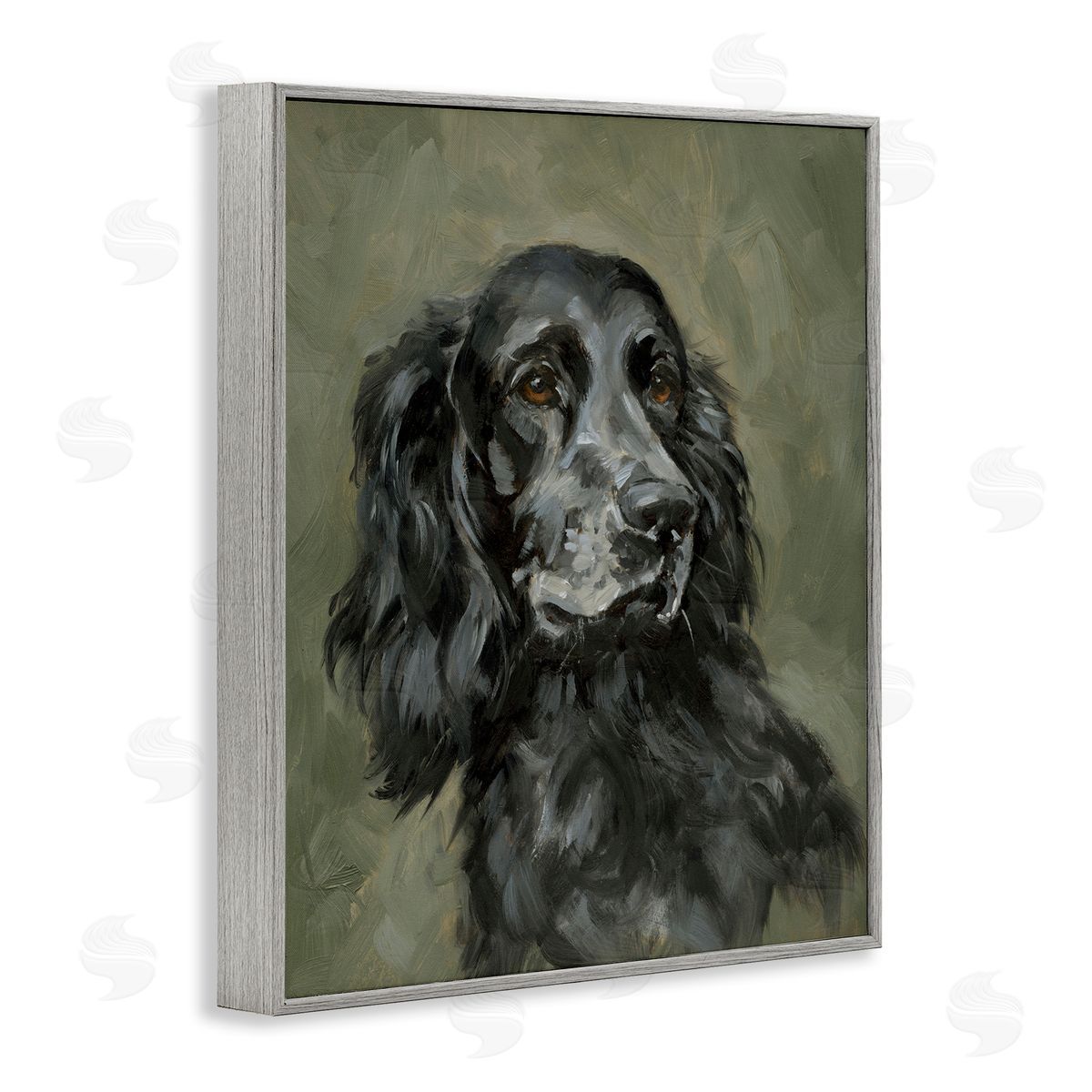 Black Cocker Spaniel Grey Frame Print Wall Art, Home Decor by Victoria Barnes