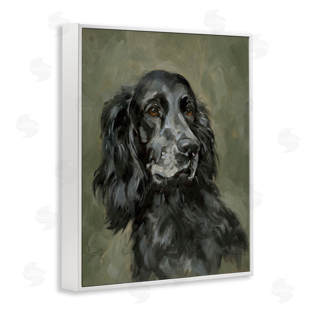 Black Cocker Spaniel White Frame Print Wall Art, Home Decor by Victoria Barnes