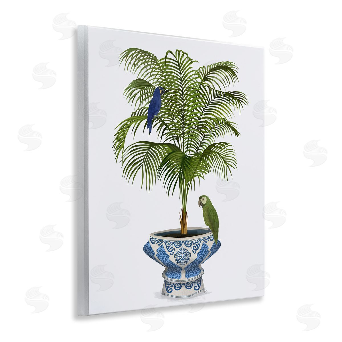 Parrots on Ornate Planter Wood Plaque Wall Art, Home Decor by Fab Funky