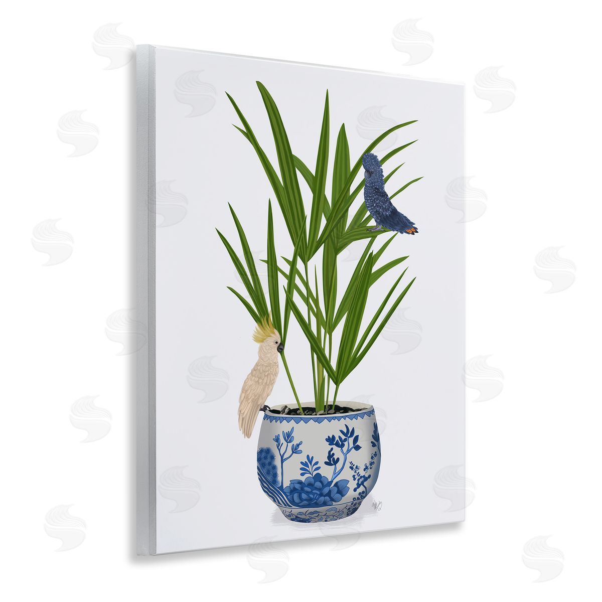 Cockatiels on Planter Wood Plaque Wall Art, Home Decor by Fab Funky