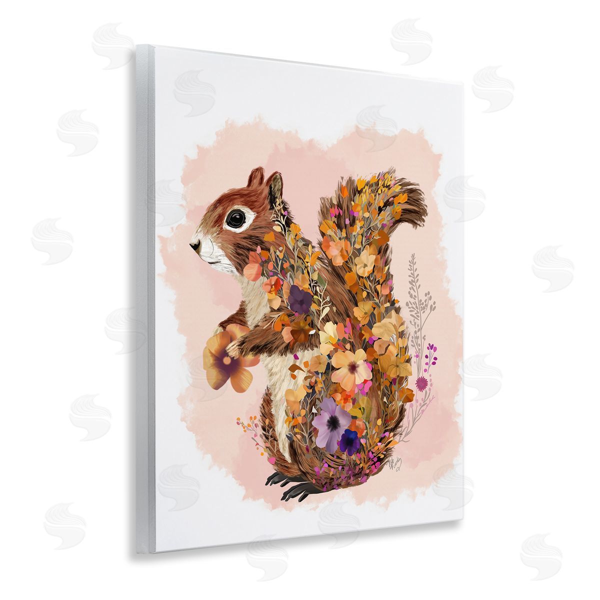 Wildflower Patterned Squirrel Wood Plaque Wall Art, Home Decor by Fab Funky