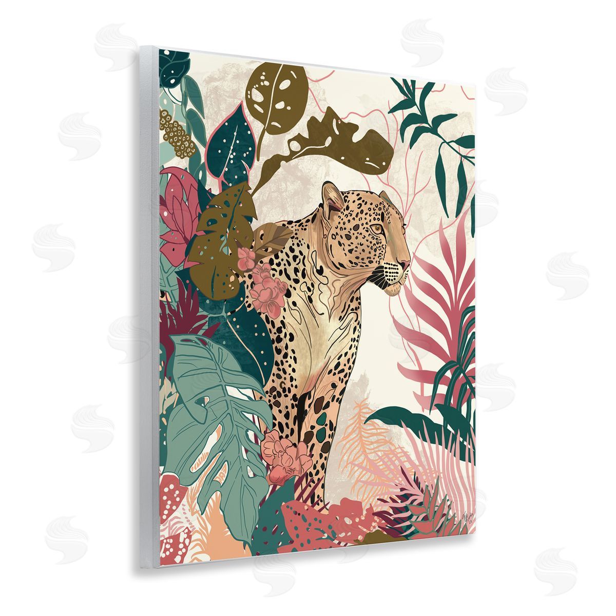 Cheetah Tropical Leaf Pattern Wood Plaque Wall Art, Home Decor by Fab Funky