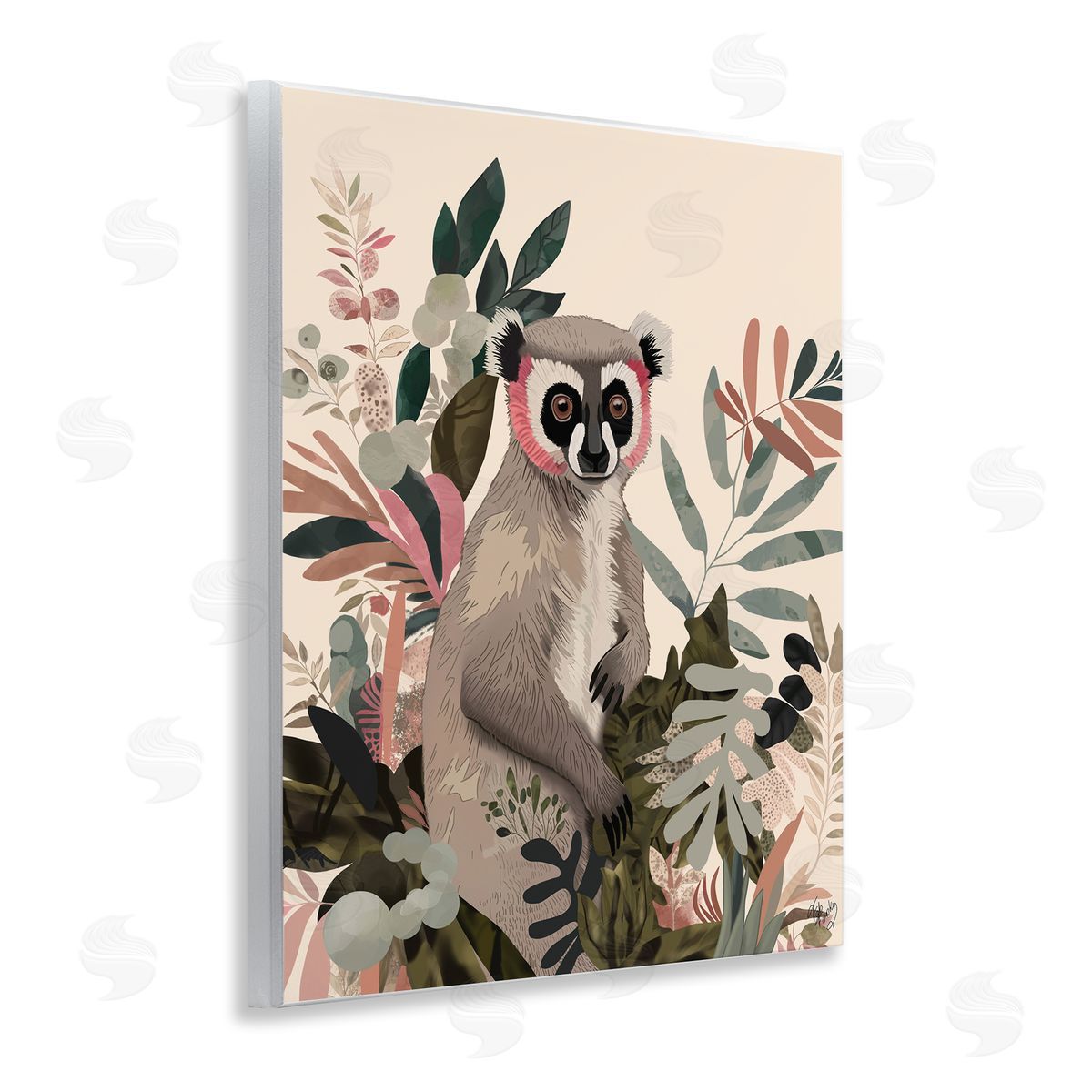 Lemur in Tropical Tree Wood Plaque Wall Art, Home Decor by Fab Funky