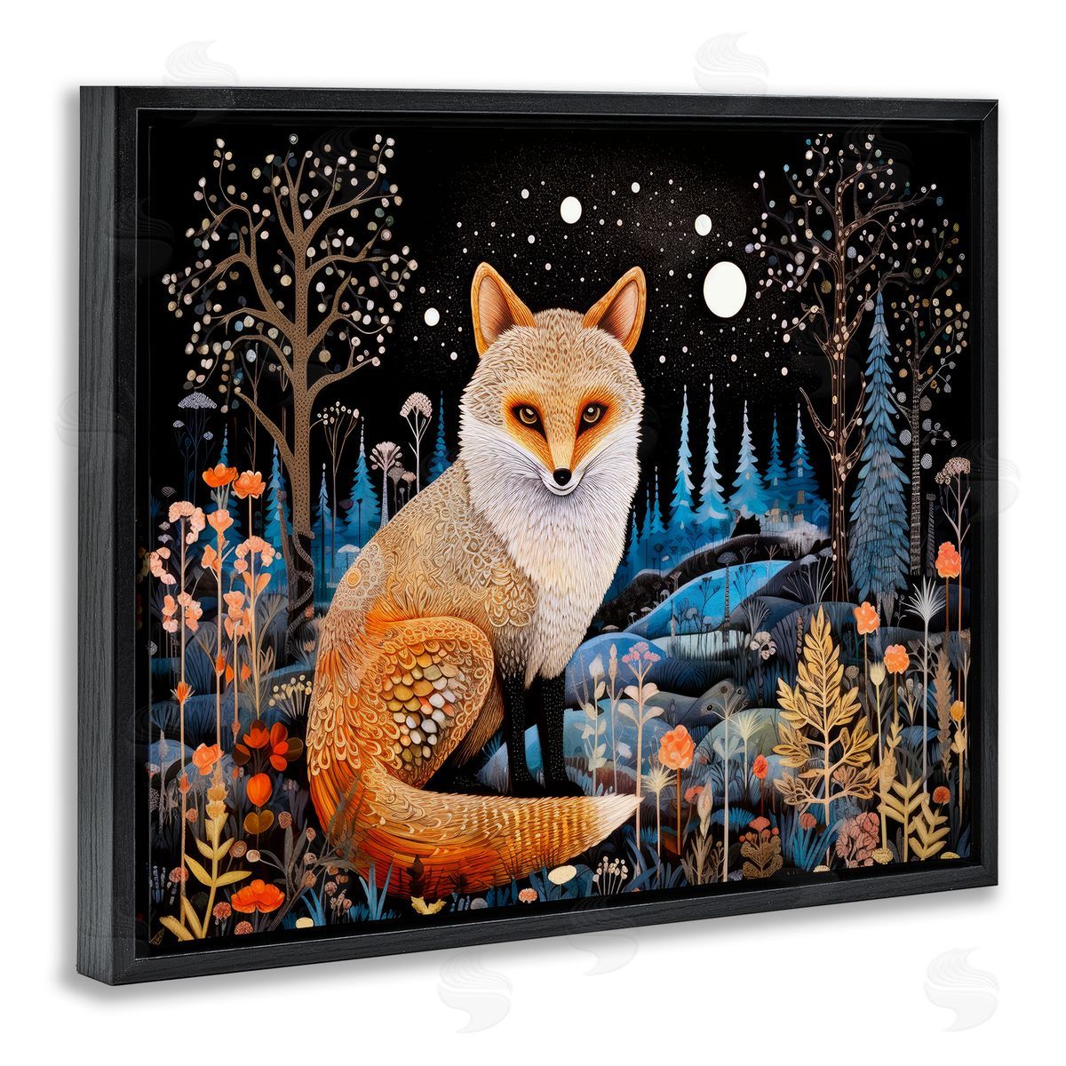 Forest Fox in Nature Black Floating Frame Canvas Wall Art, Home Decor by Ray Powers