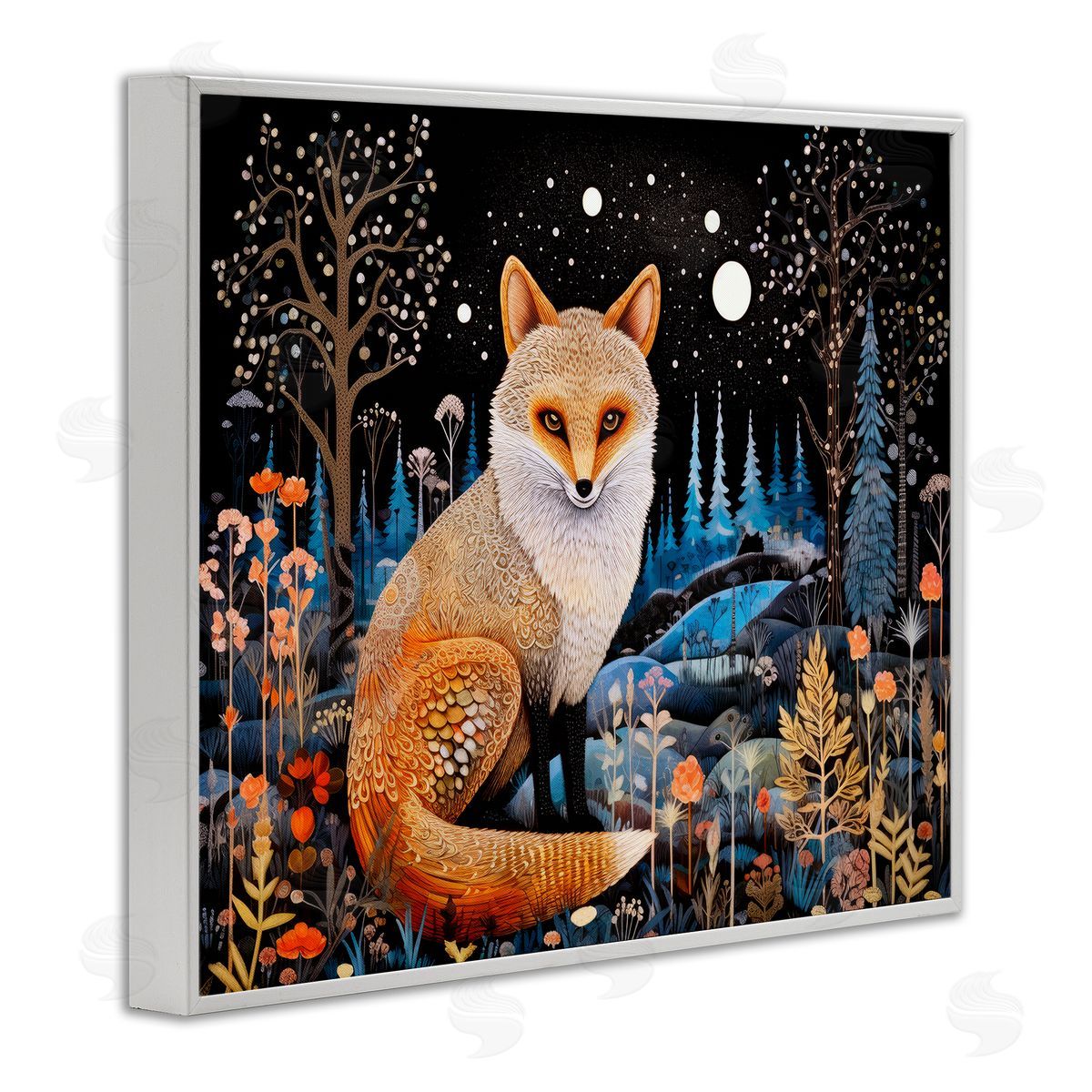 Forest Fox in Nature White Frame Print Wall Art, Home Decor by Ray Powers