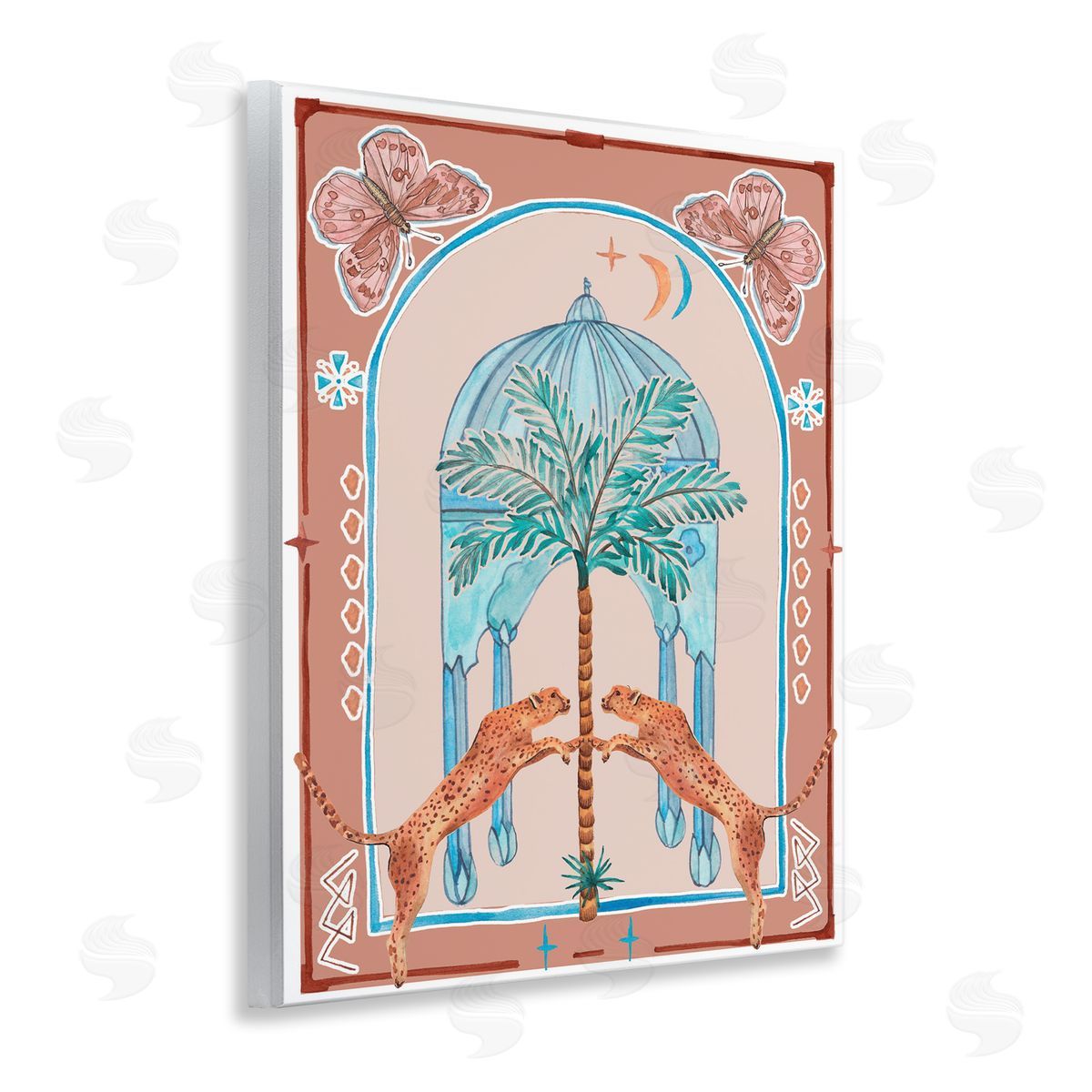Traditional Leopards and Palm Tree Wood Plaque Wall Art, Home Decor by Melissa Wang