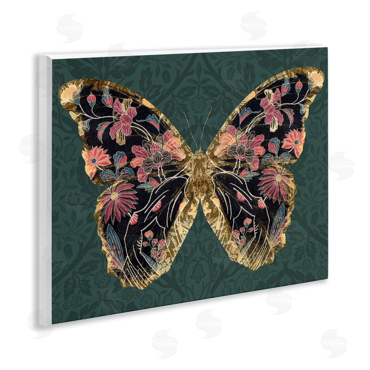 Botanical Pattern Butterfly Wood Plaque Wall Art, Home Decor by Victoria Barnes
