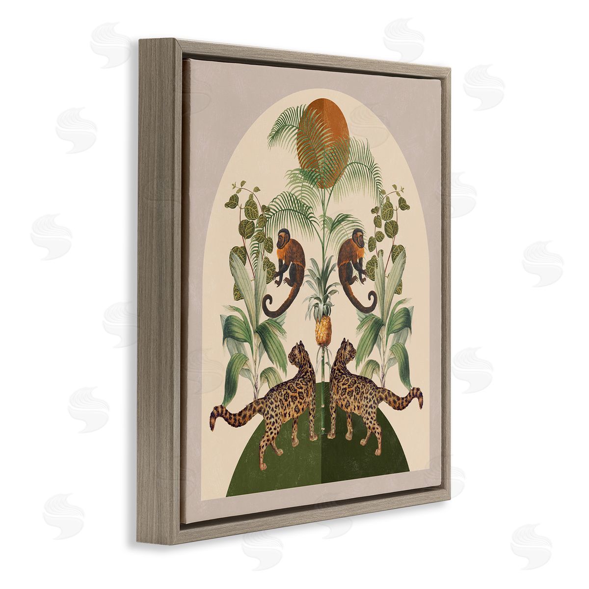 Boho Jungle Animals Brown Floating Frame Canvas Wall Art, Home Decor by Victoria Barnes