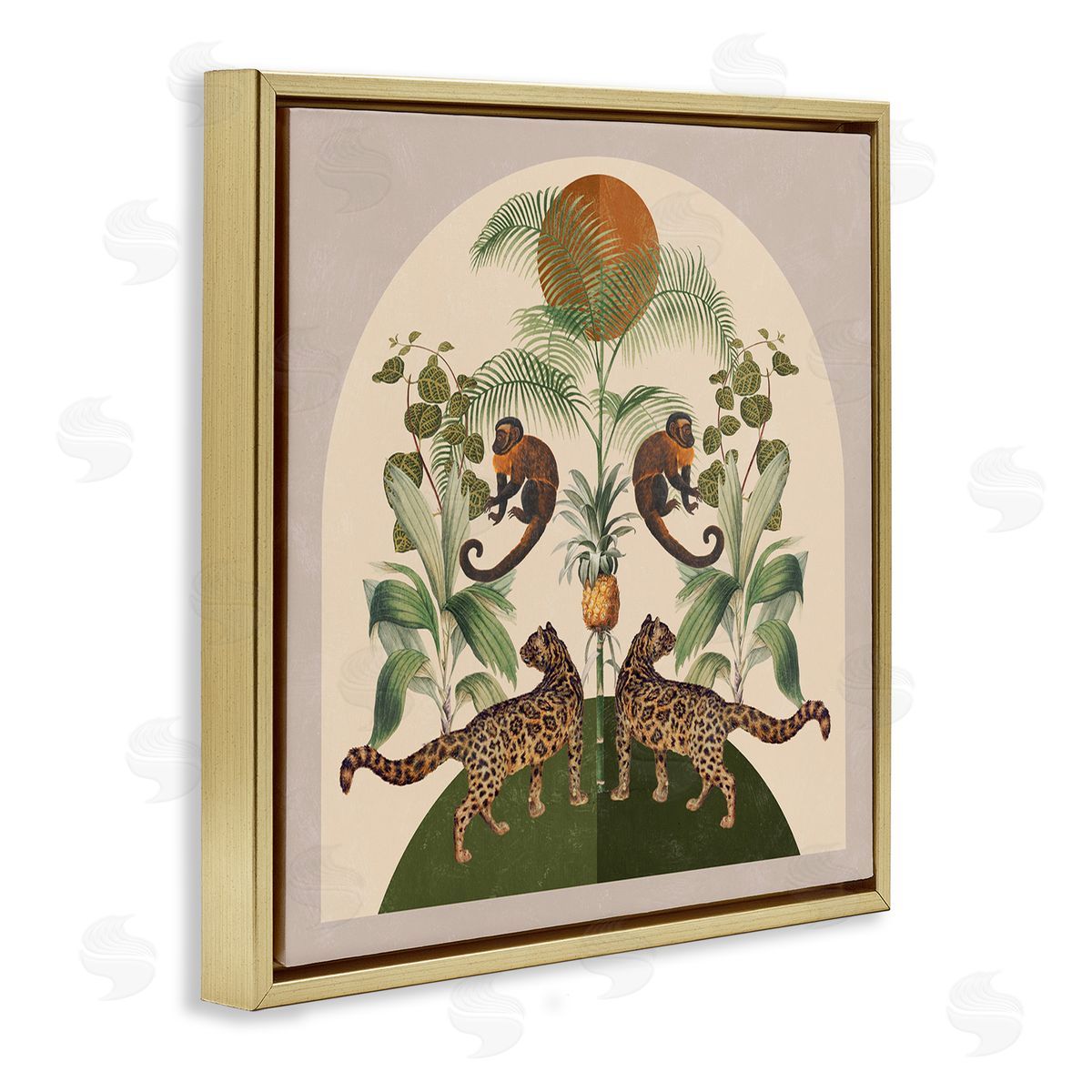 Boho Jungle Animals Gold Floating Frame Canvas Wall Art, Home Decor by Victoria Barnes