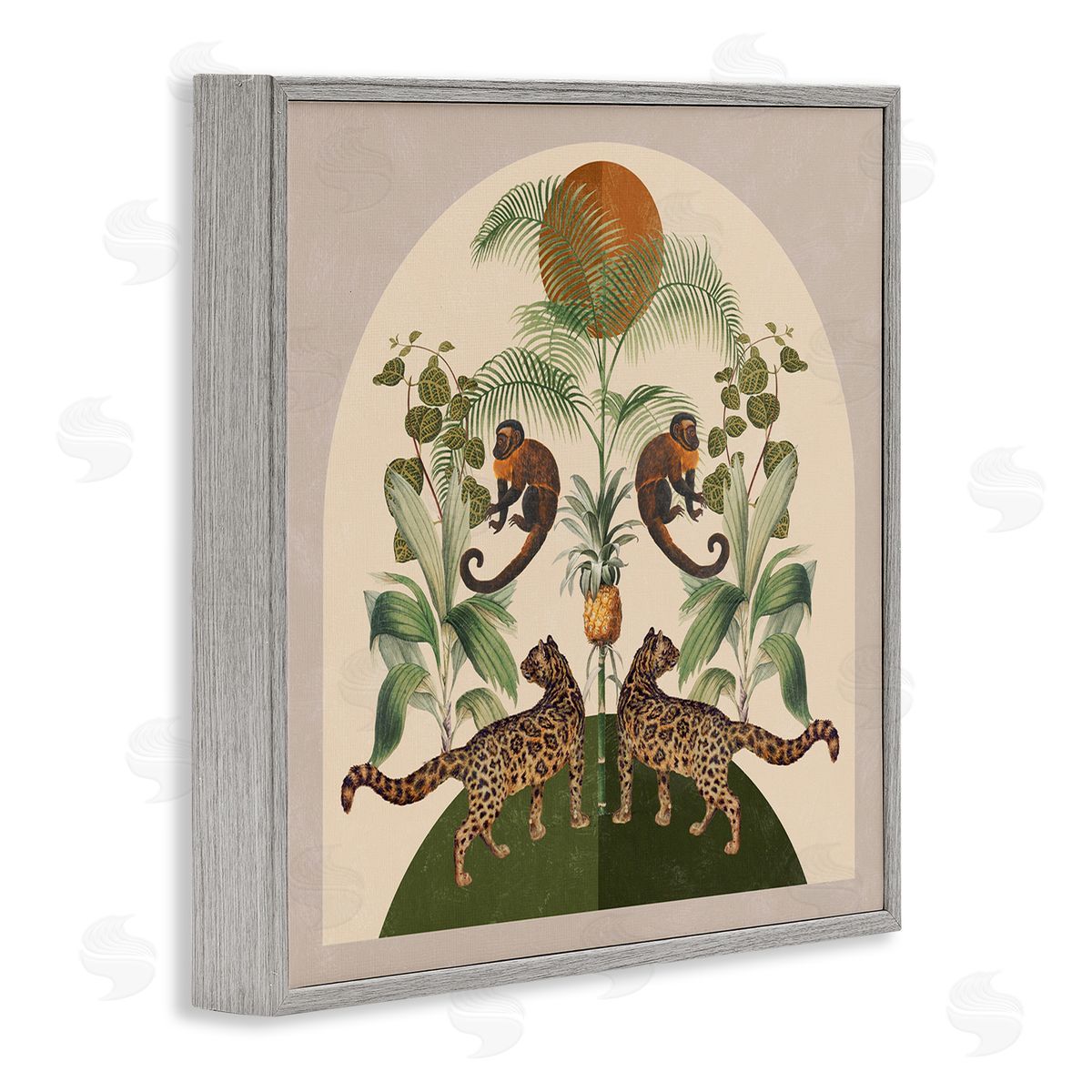 Boho Jungle Animals Grey Frame Print Wall Art, Home Decor by Victoria Barnes