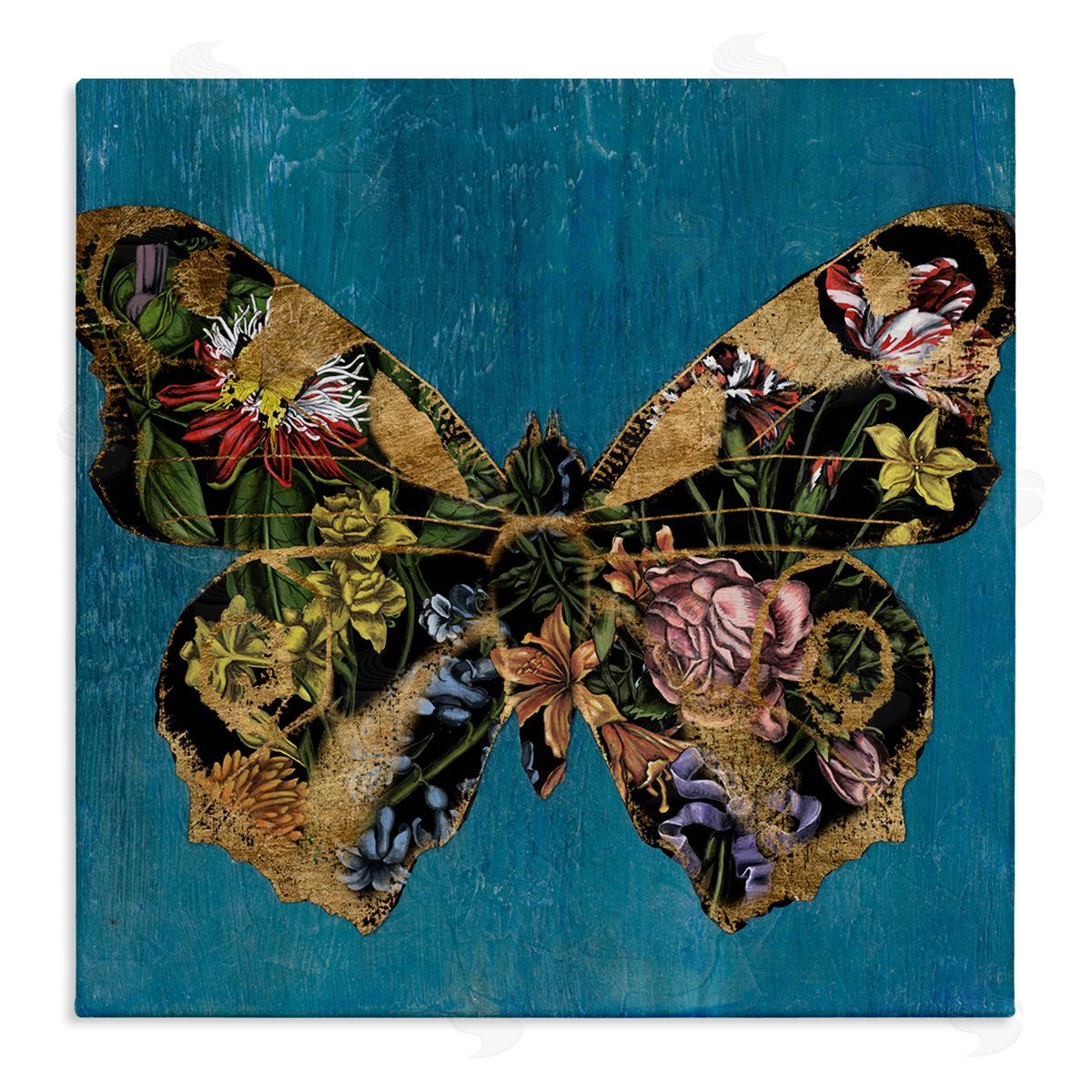 Vintage Floral Butterfly Canvas Wall Art, Home Decor by Naomi McCavitt