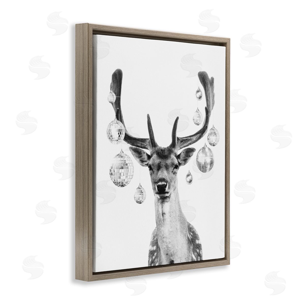 Disco Balls and Fawn Brown Floating Frame Canvas Wall Art, Home Decor by Victoria Barnes