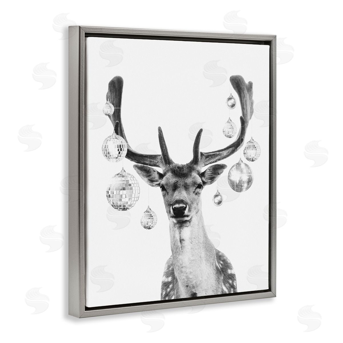 Disco Balls and Fawn Grey Floating Frame Canvas Wall Art, Home Decor by Victoria Barnes