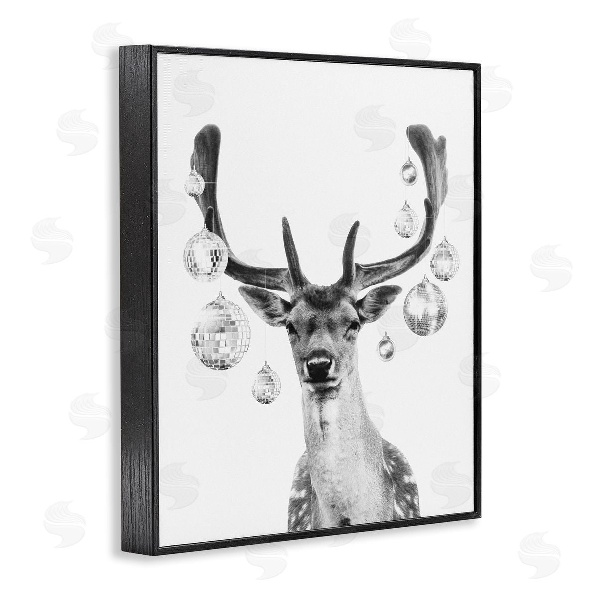 Disco Balls and Fawn Black Frame Print Wall Art, Home Decor by Victoria Barnes