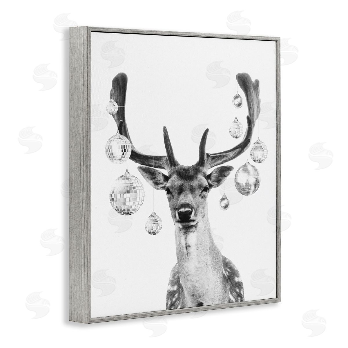 Disco Balls and Fawn Grey Frame Print Wall Art, Home Decor by Victoria Barnes
