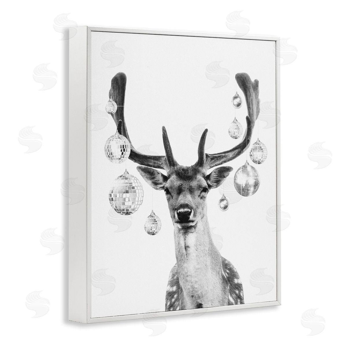 Disco Balls and Fawn White Frame Print Wall Art, Home Decor by Victoria Barnes