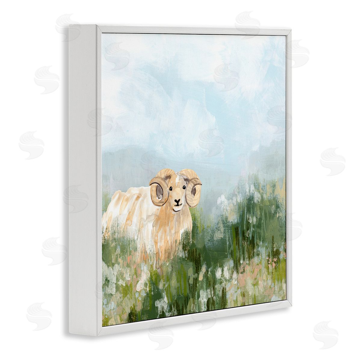 Traditional Country Goat White Frame Print Wall Art, Home Decor by June Erica Vess