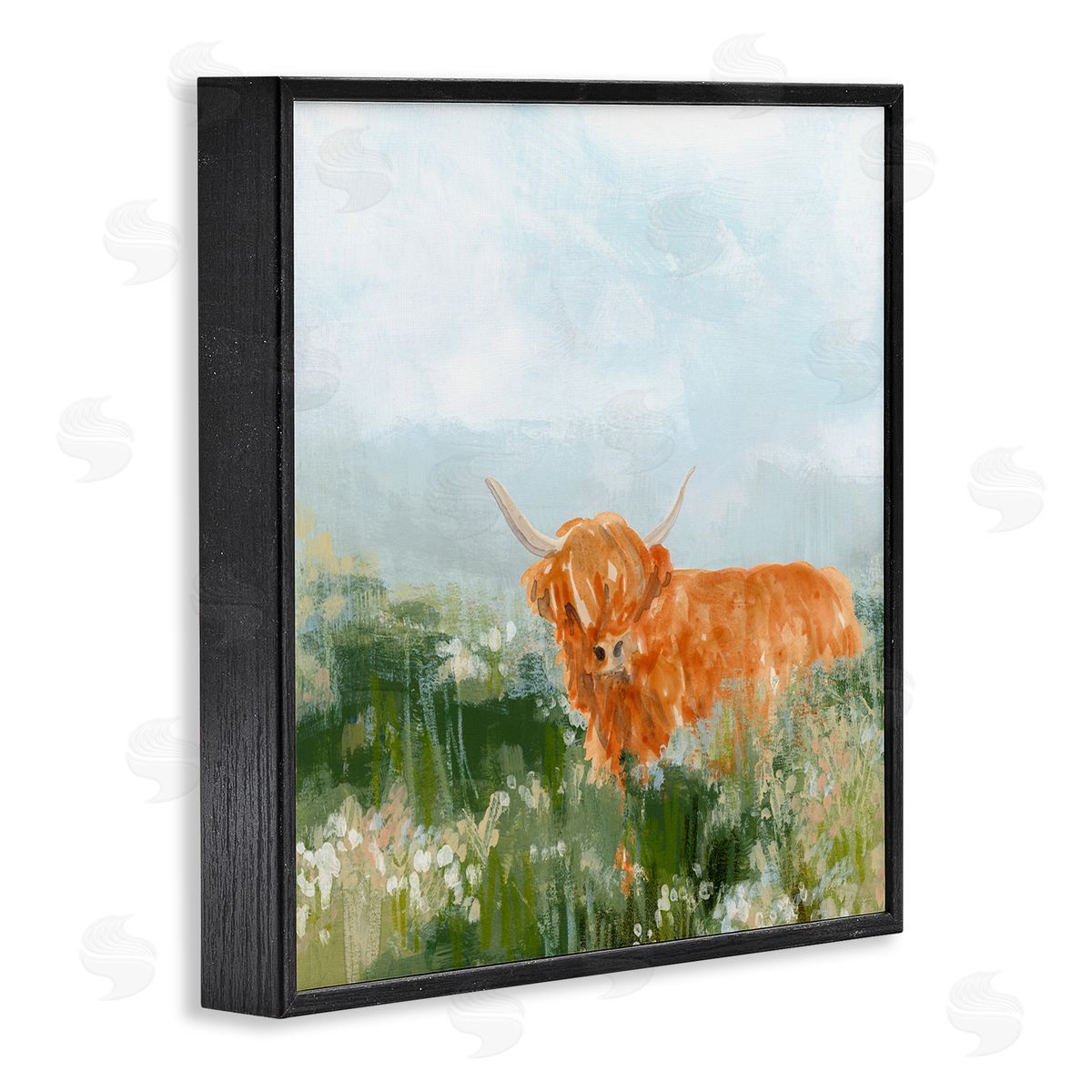 Highland Cattle Abstraction Black Frame Print Wall Art, Home Decor by June Erica Vess